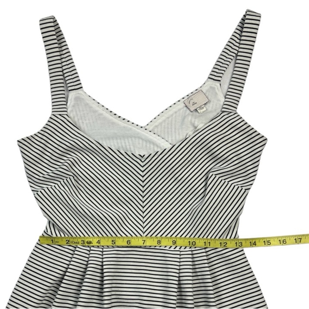 Anthropology White Black Strip Postage Stamp 9-H15 STCL A-Line Scoop Dress Sz:M - Picture 8 of 12